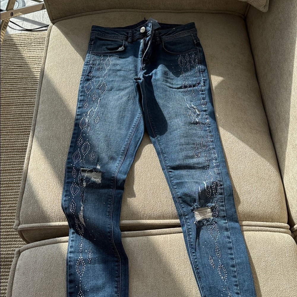Golden Point Stretch Jeans – Size XS – Made in Italy – Shiny Finish - Picture 5 of 12